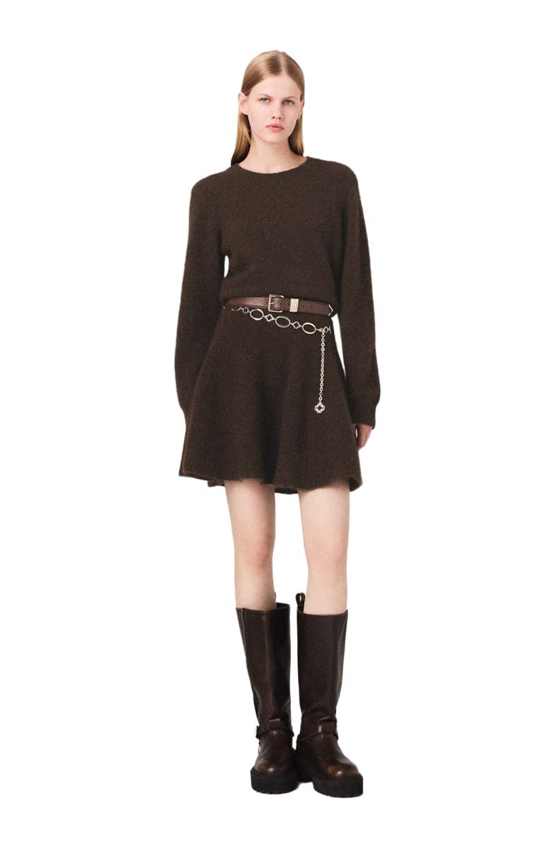 maje Mini yak blend dress, Main, color, Dark Brown