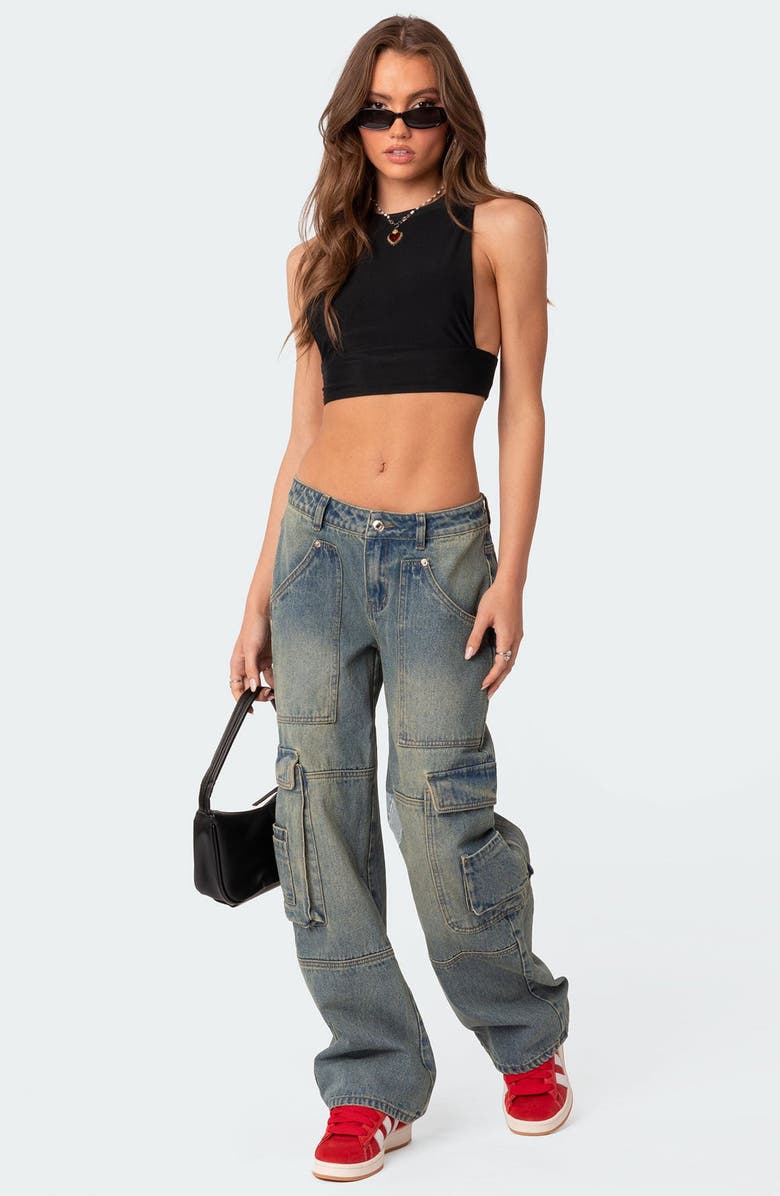 EDIKTED Westie Low Rise Cargo Jeans, Alternate, color,