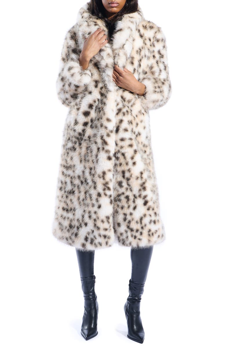 AZALEA WANG Leopard Print Faux Fur Coat, Main, color, Tan Multi