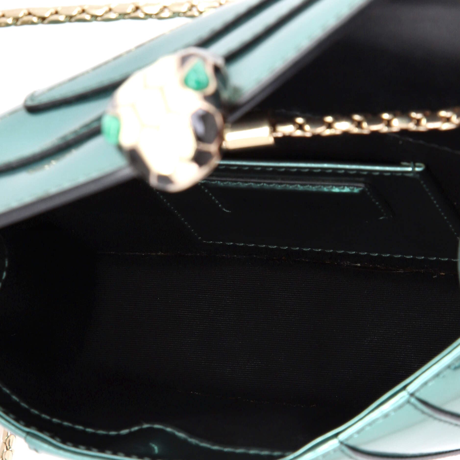 Serpenti Forever Square Shoulder Bag Metallic Leather Small, Alternate, color, Blue