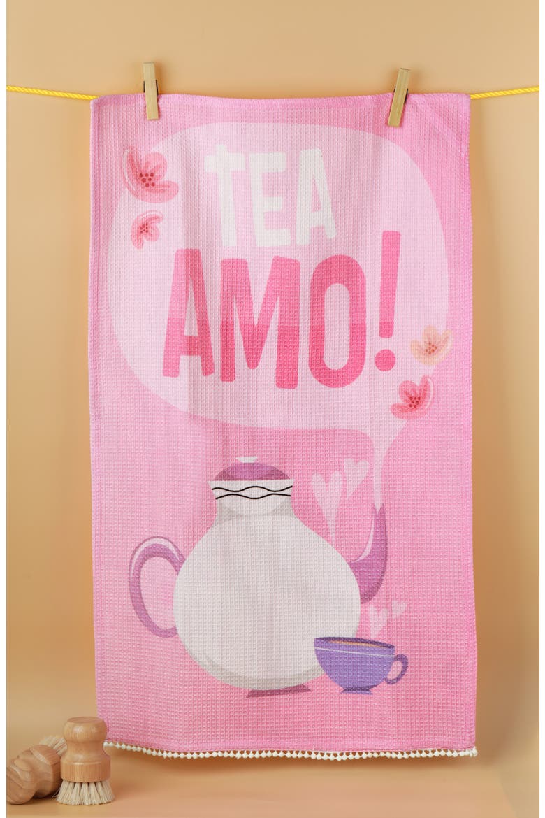 Time For Tea Set of 3 Kitchen Towels, Alternate, color, PURPLE/ PINK/ GREEN