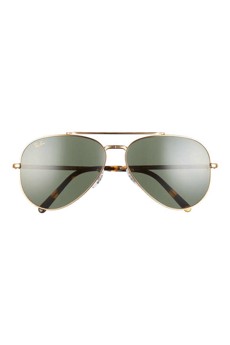 New Aviator 62mm Oversize Pilot Sunglasses, Main, color, LEGEND GOLD / GREEN