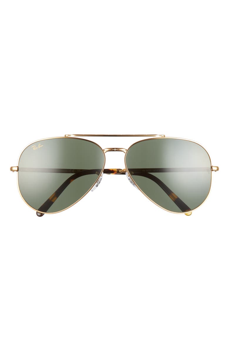 Ray-Ban New Aviator 62mm Oversize Pilot Sunglasses, Main, color, Legend Gold / Green