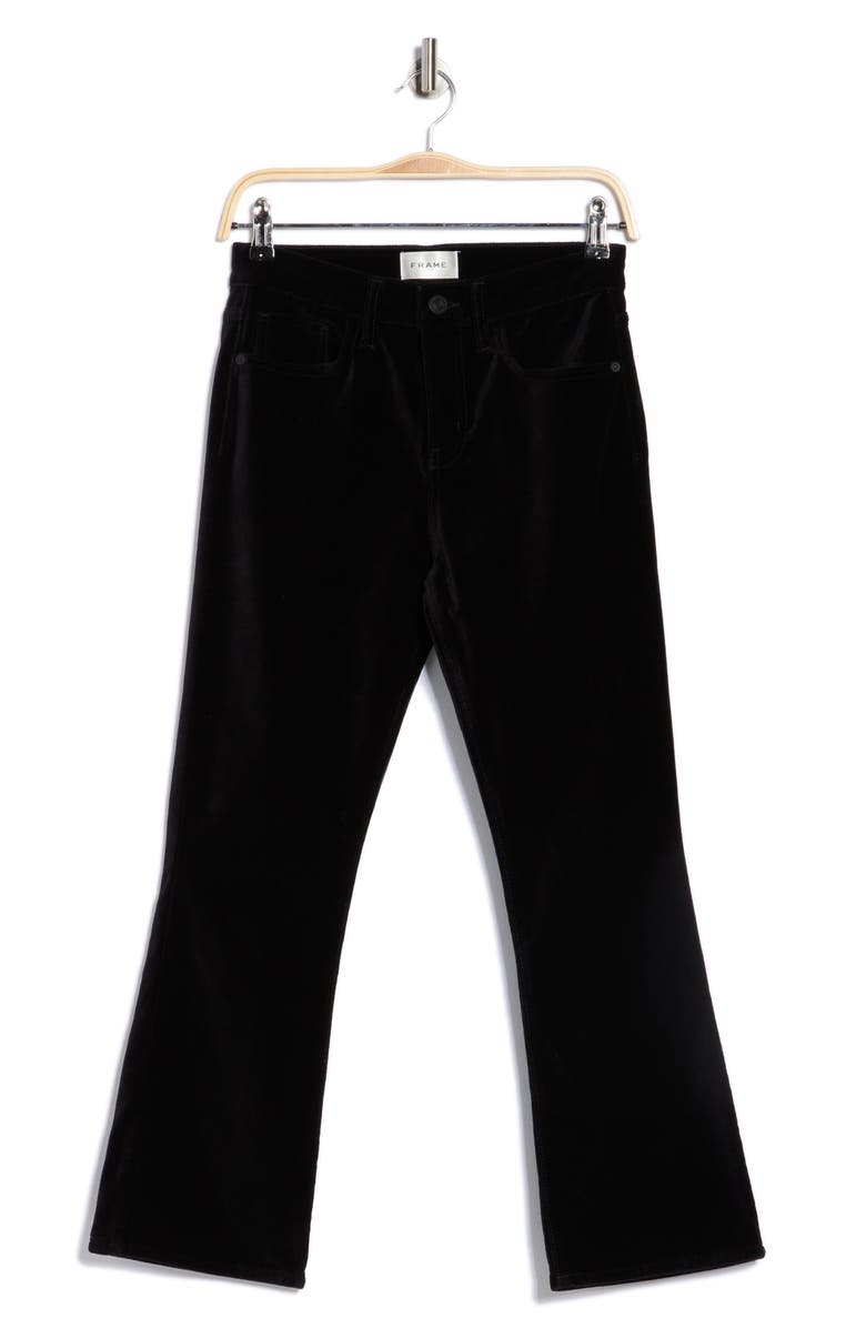 FRAME Le Crop Velveteen Mini Bootcut Jeans, Alternate, color, Black Velvet