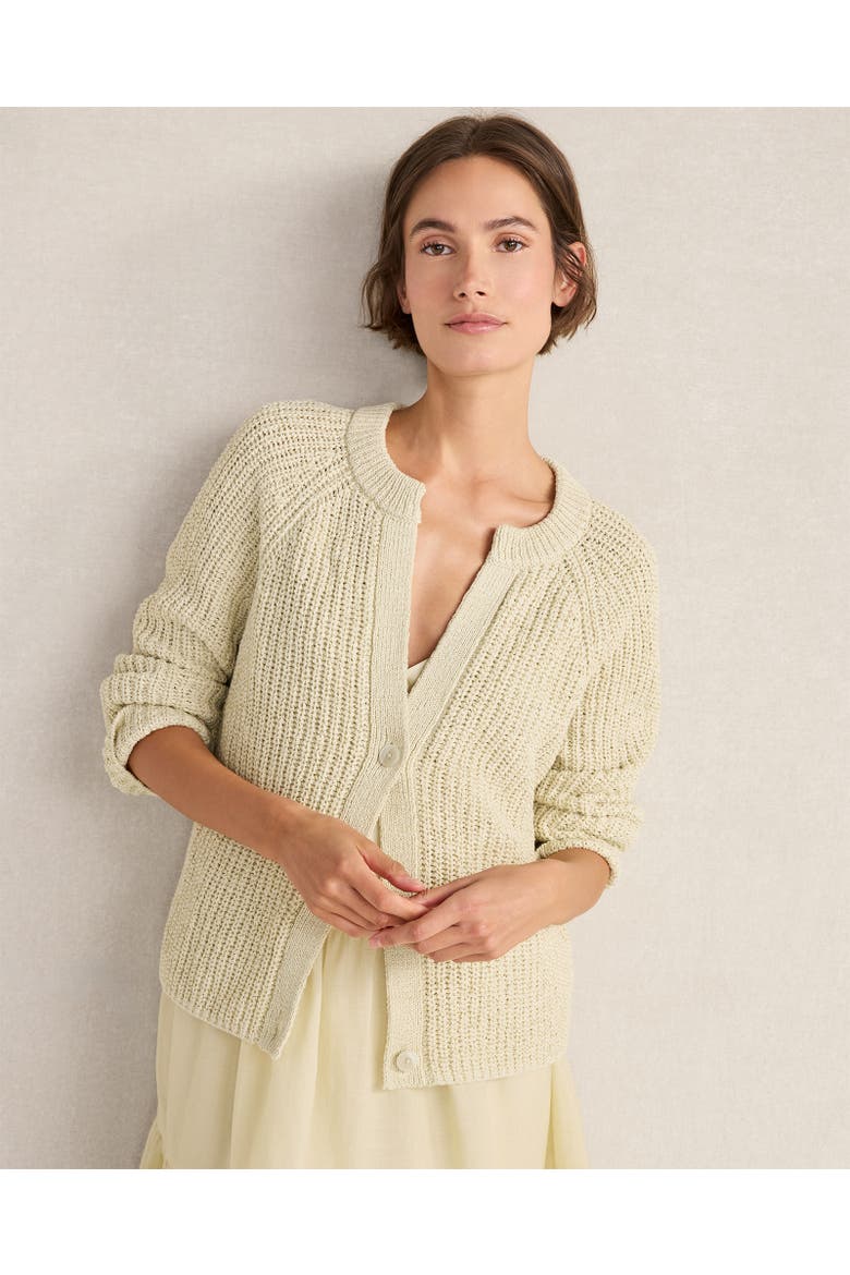 Cotton Tape Yarn V-Neck Cardigan, Main, color, Celery Leaf