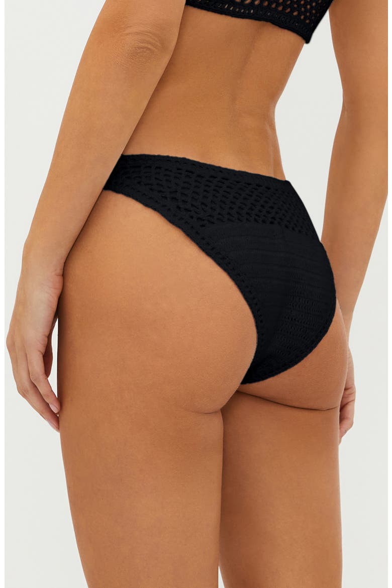 Kaylin High Cut Crochet Bikini Bottoms, Alternate, color, BLACK