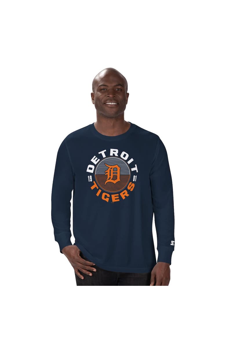 STARTER Men's Starter Navy Detroit Tigers Halftime Long Sleeve T-Shirt, Alternate, color,