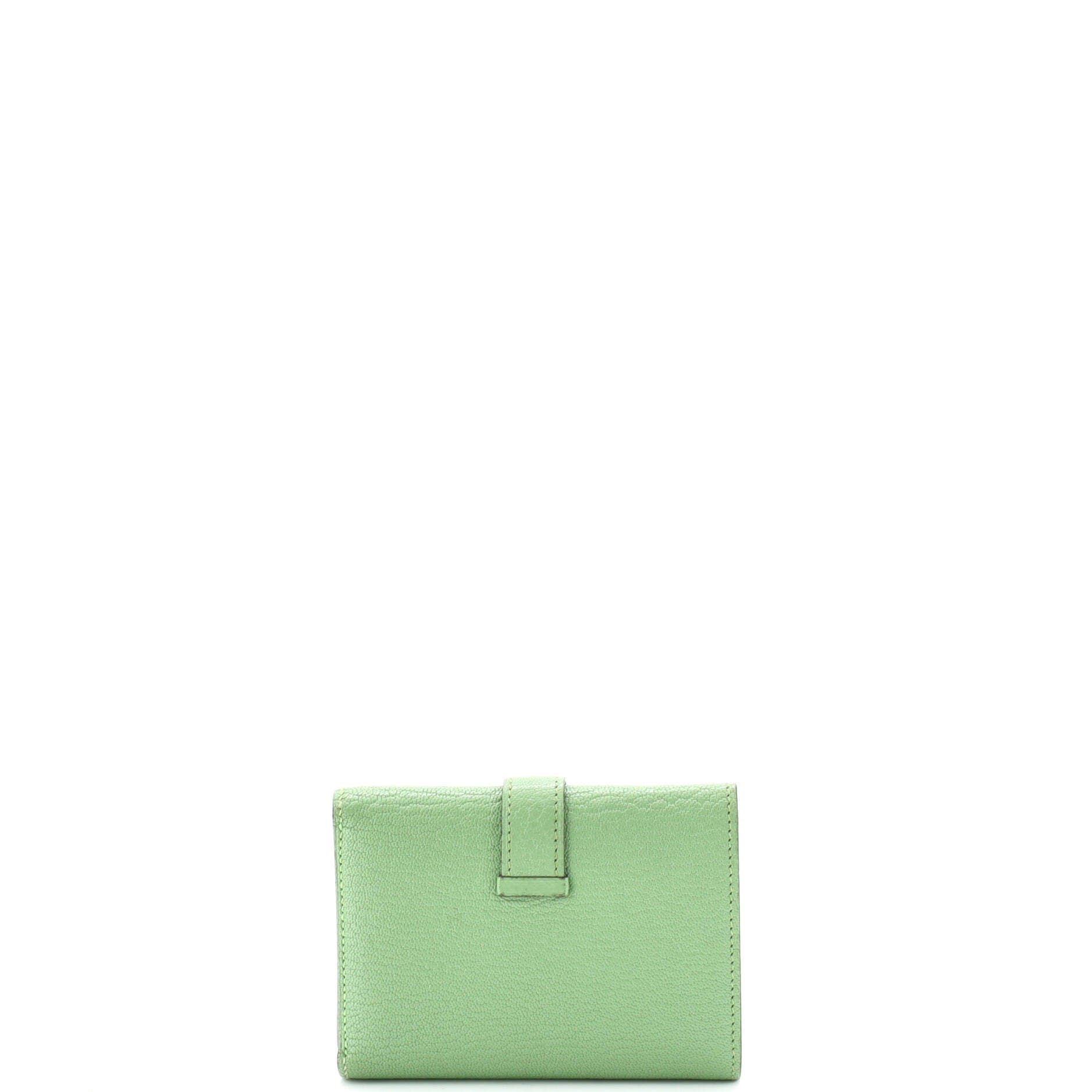 Pre-Owned Hermes Trifold Bearn Wallet Chevre Mysore Compact, Alternate, color, Vert Criquet
