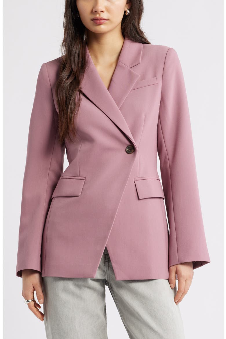 The Icon Asymmetric Fitted Blazer, Main, color, PURPLE WISTFUL