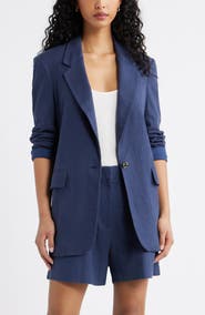 Open Edit Everyday Linen Blend Blazer