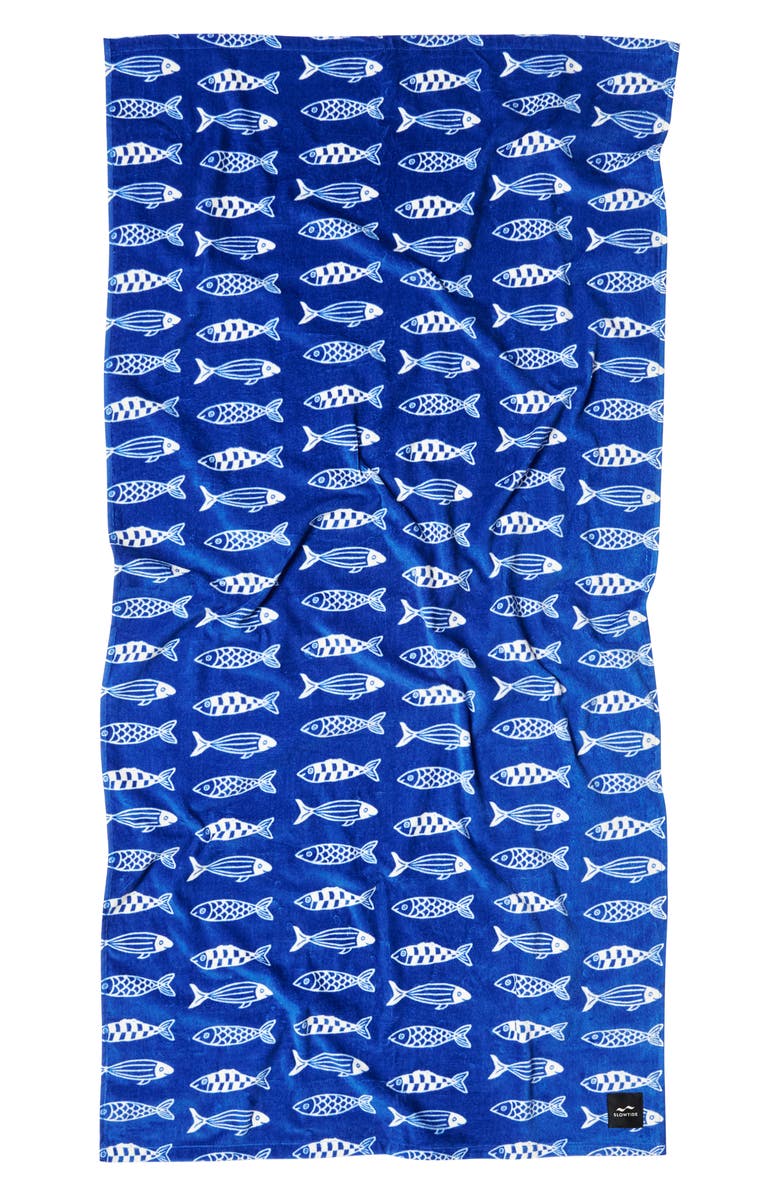 Slowtide Sardines Beach Towel, Main, color, Blue