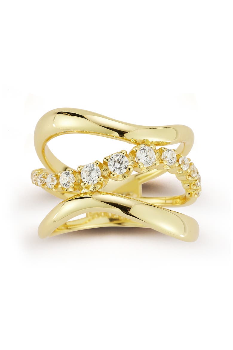 Stacked Wave Cubic Zirconia Ring, Main, color, GOLD
