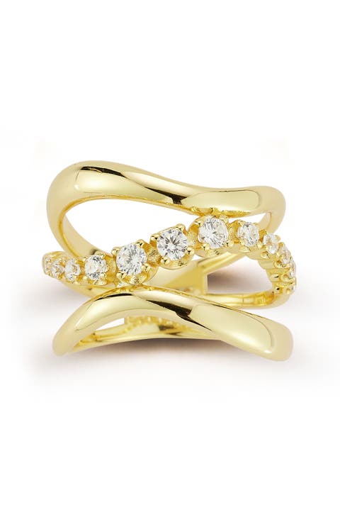 Stacked Wave Cubic Zirconia Ring