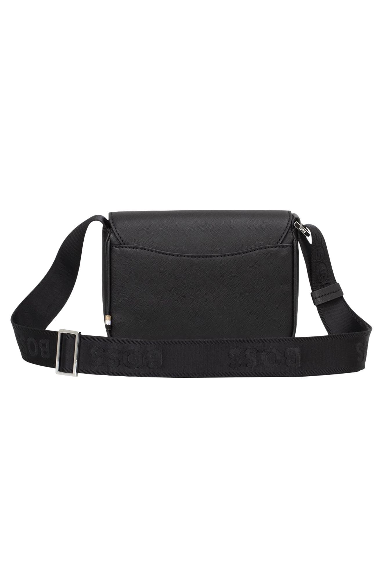 HUGO Zair Bonded Leather Flap Crossbody Bag, Alternate, color, 