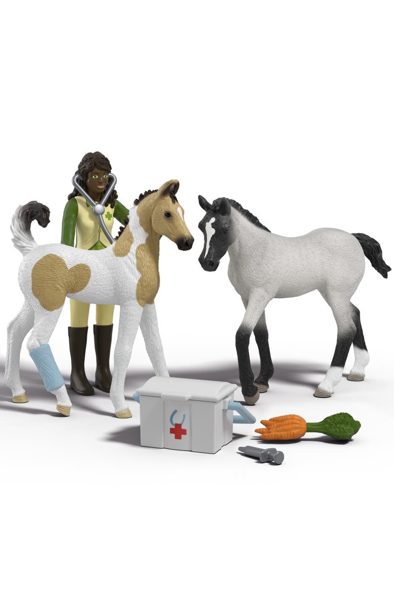 Schleich Horse Club Sarah's First Aid Kit, 8 Piece Animal Medical Toy Playset, Main, color, Multicolored
