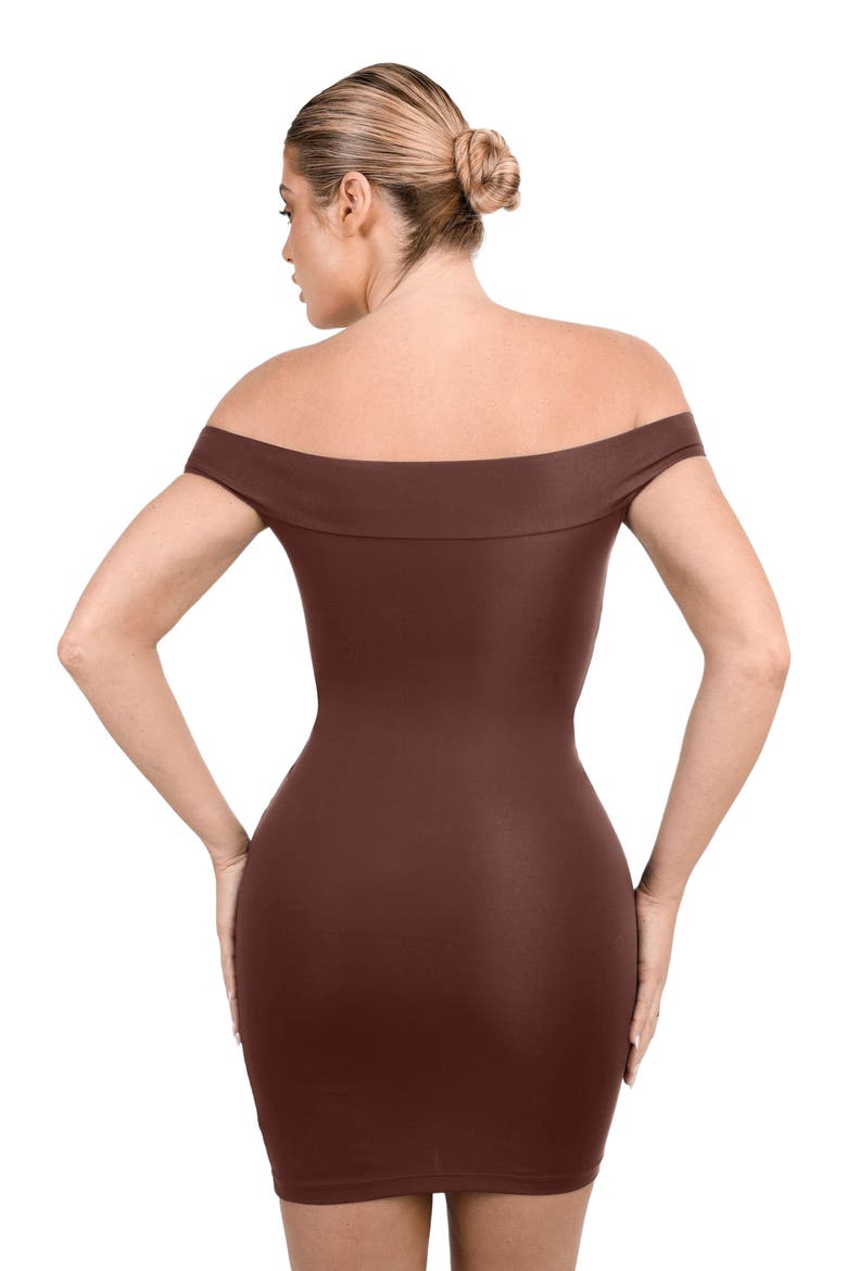 Shapewear Off-the-Shoulder Bodycon Mini Dress, Alternate, color, Deep Coffee