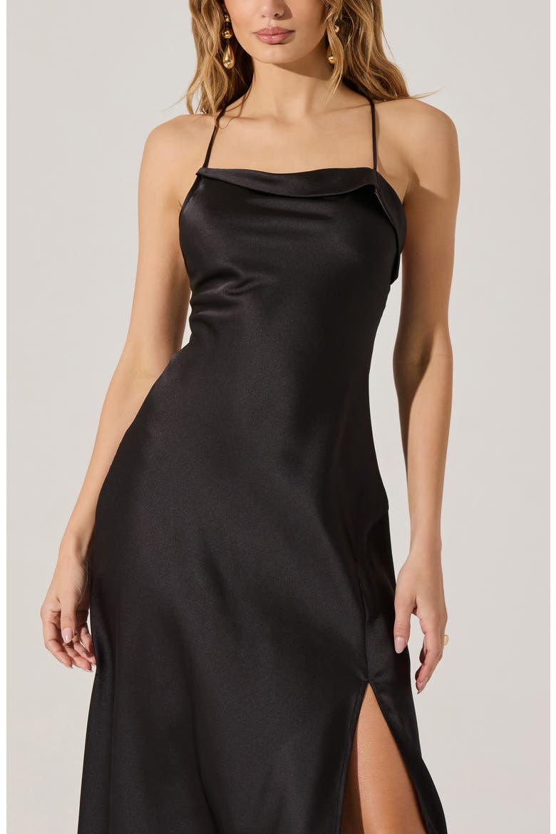 Cowl Neck Slipdress, Alternate, color, BLACK