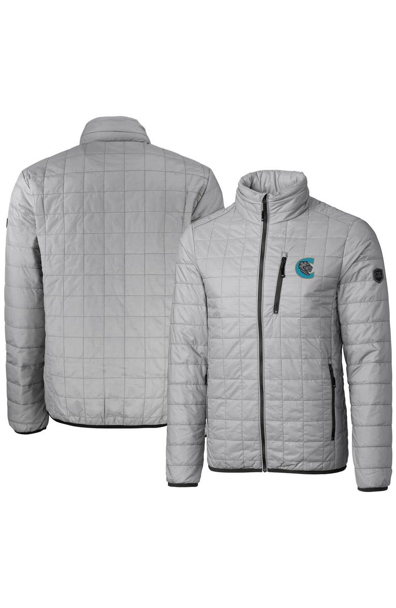 Cutter & Buck Men's Cutter & Buck Gray Charlotte Knights Rainier PrimaLoft Eco Insulated Full-Zip Puffer Jacket, Alternate, color,