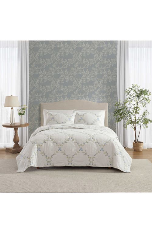 Laura Ashley 3-piece Quilt & Sham Set In Blue/green