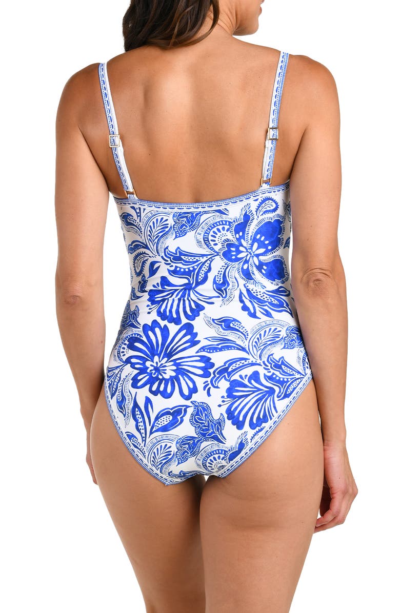 La Blanca Botanical Brocade One-Piece Swimsuit, Alternate, color, Lapis