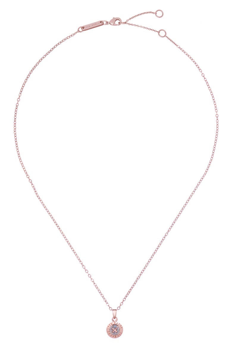Elvina Enamel Mini Button Pendant Necklace, Alternate, color, ROSE GOLD TONE / SILVER