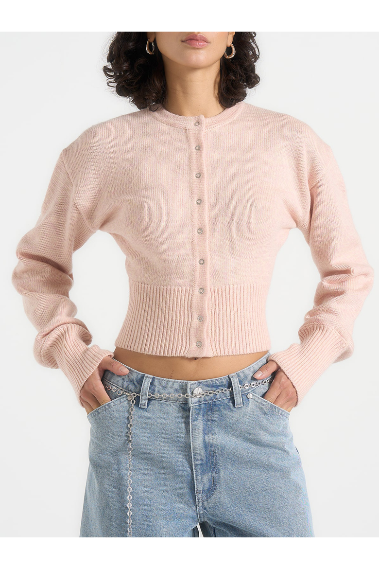 Mayla Knitted Cinch Waist Cardigan, Alternate, color, Baby Pink