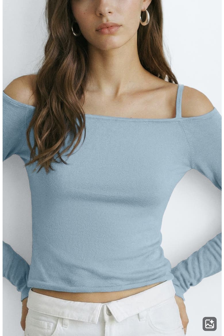 Cold Shoulder Sweater, Main, color, BLUE
