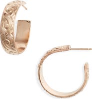 Nashelle Thick Flora Hoop Earrings