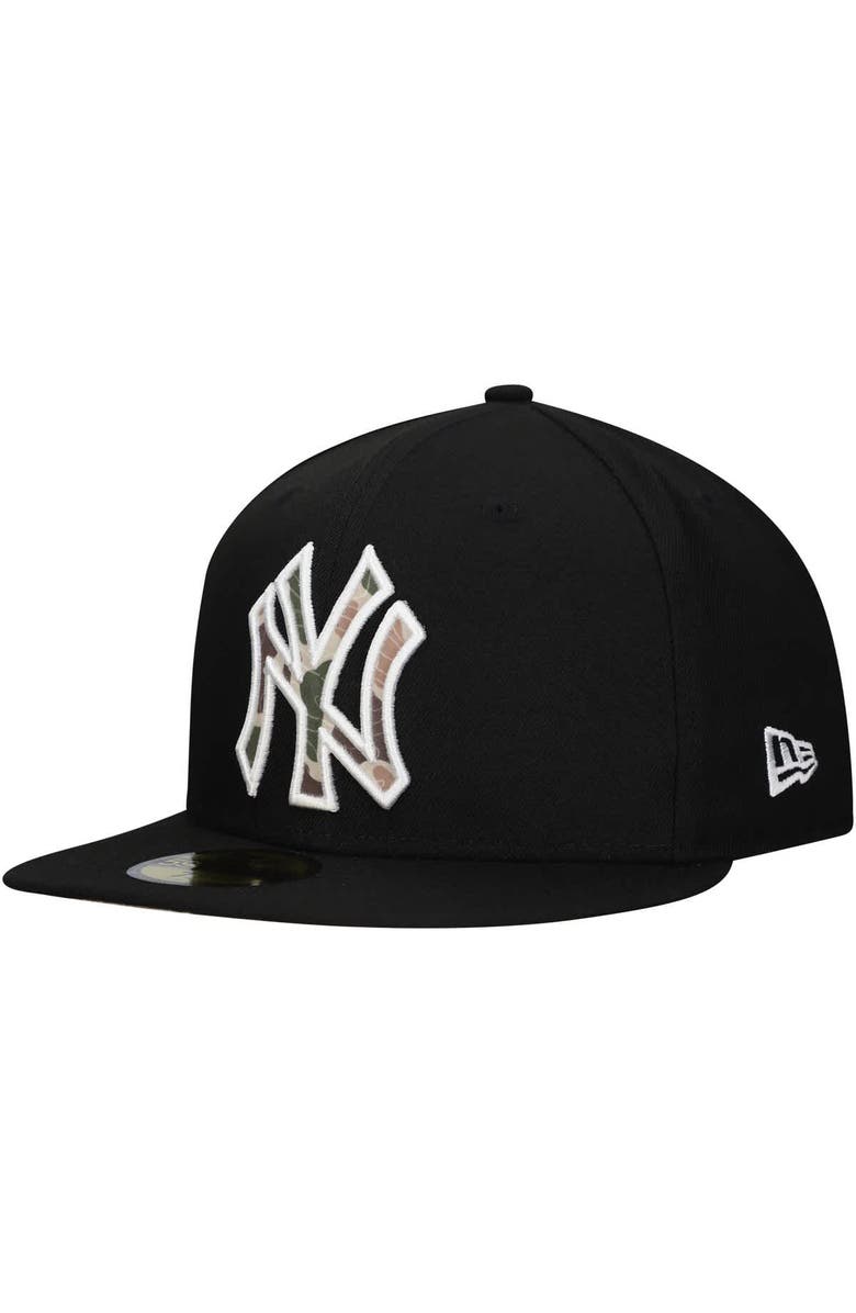 New Era Men's New Era Black New York Yankees Troop Chant Camo Undervisor 59FIFTY Fitted Hat, Alternate, color, Black