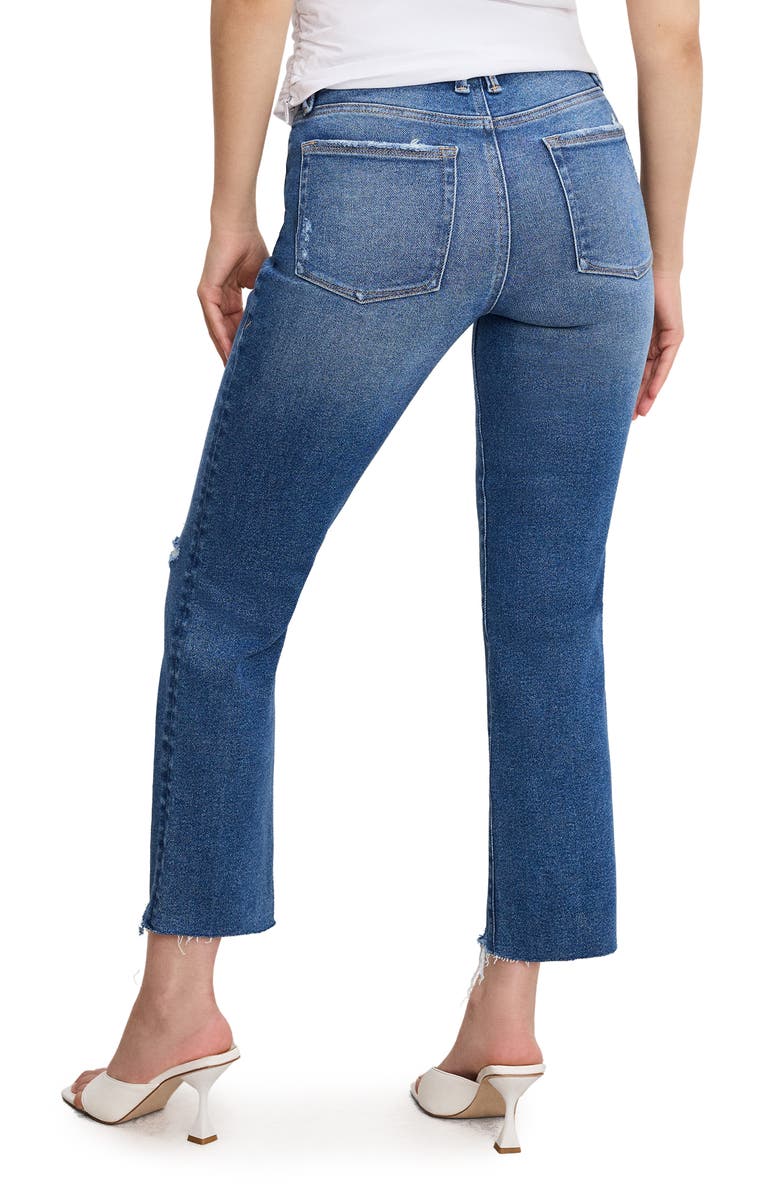 Good American Good Petite Distressed Crop Straight Leg Jeans, Alternate, color, Indigo943
