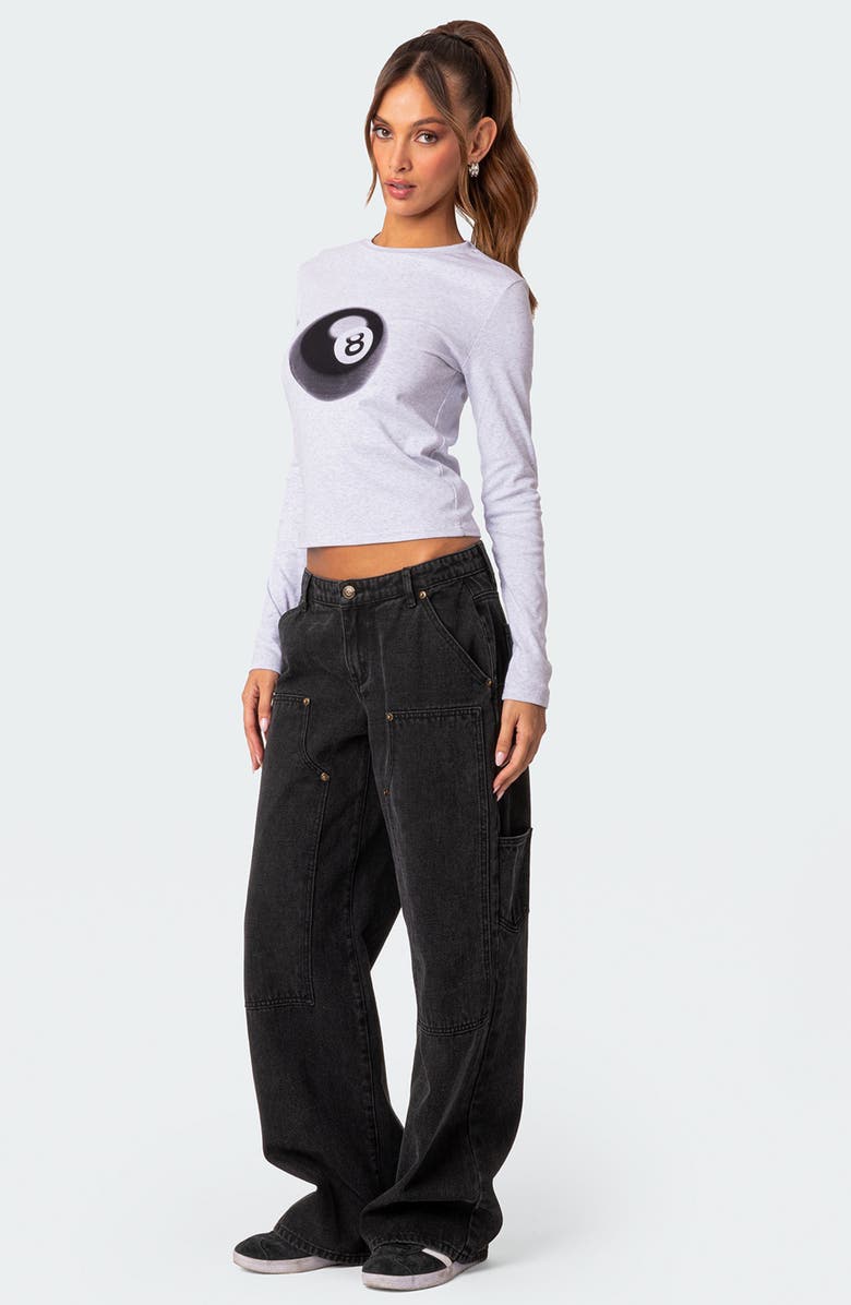 EDIKTED Billiard Long Sleeve Graphic T-Shirt, Alternate, color, Gray-Melange