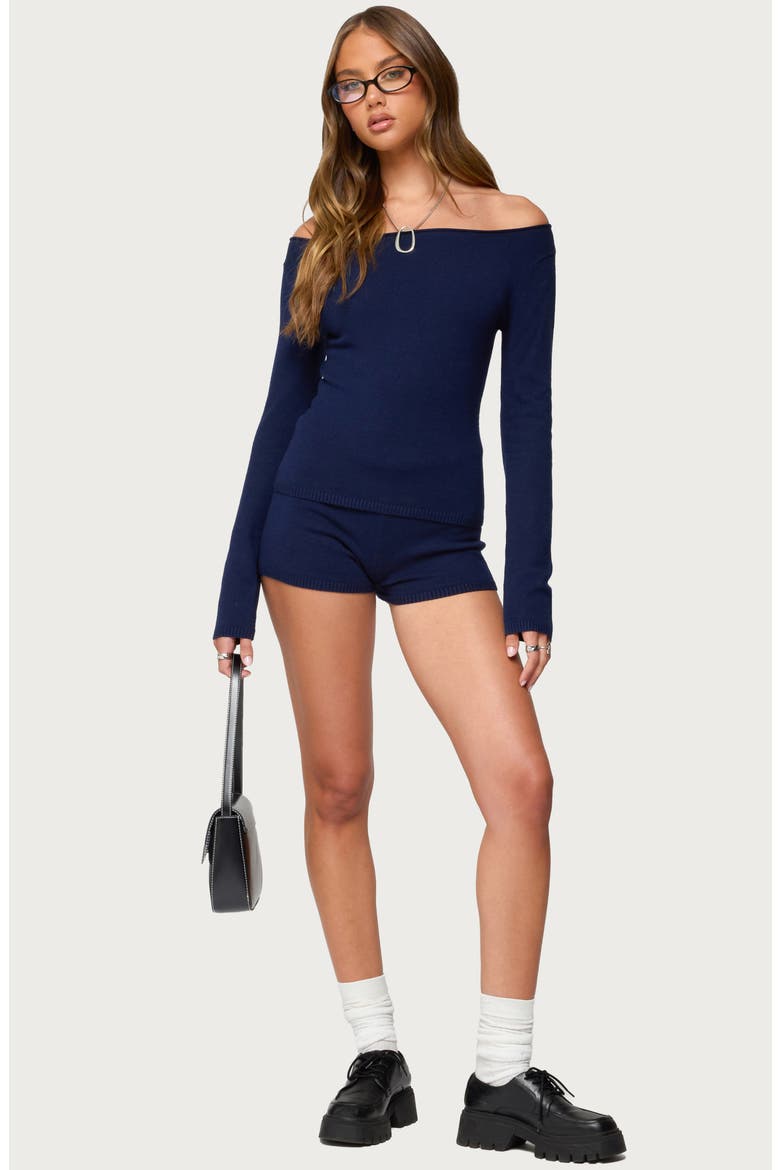 Arianna Knit Shorts, Alternate, color, NAVY