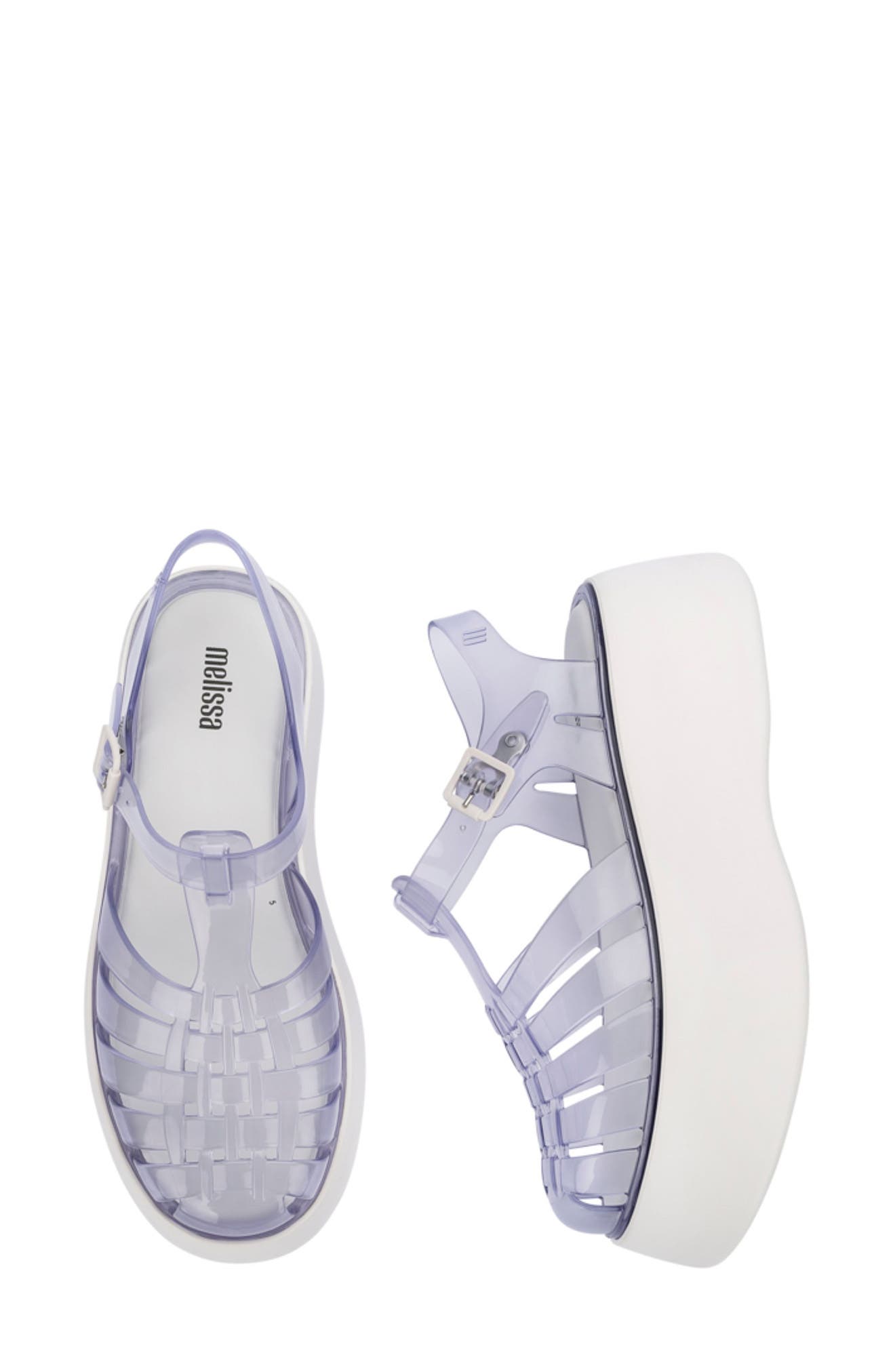 Melissa Possession Plato Platform Jelly Sandal, Alternate, color, Clear/ White