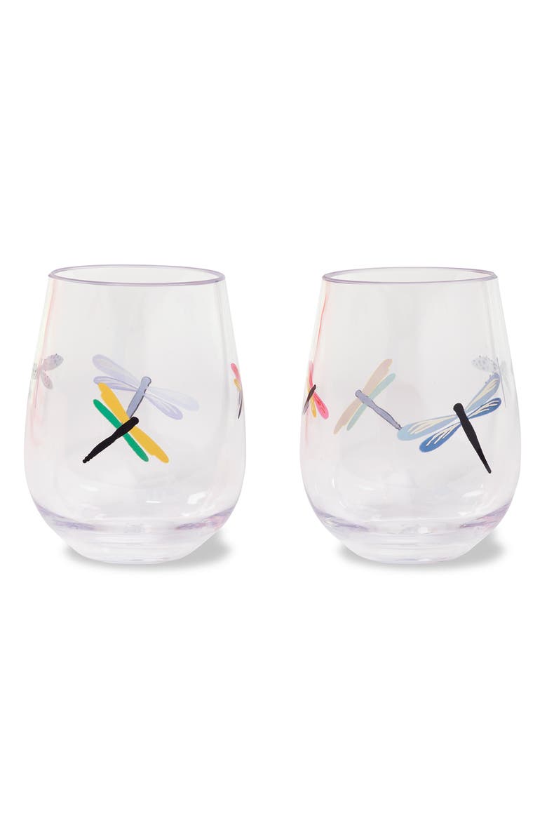 Kate Spade New York set of 2 acrylic stemless wine glasses, Main, color, 