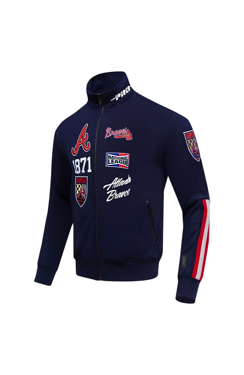 PRO STANDARD Men's Pro Standard Navy Atlanta Braves Fast Lane Full-Zip Track Jacket, Alternate, color,