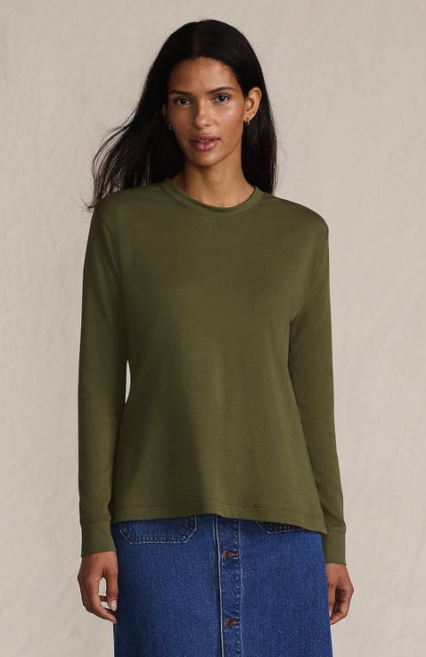 Long Sleeve Cotton Interlock Crew T-Shirt