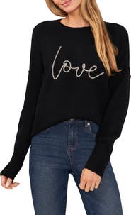 CeCe Love Beaded Crewneck Sweater