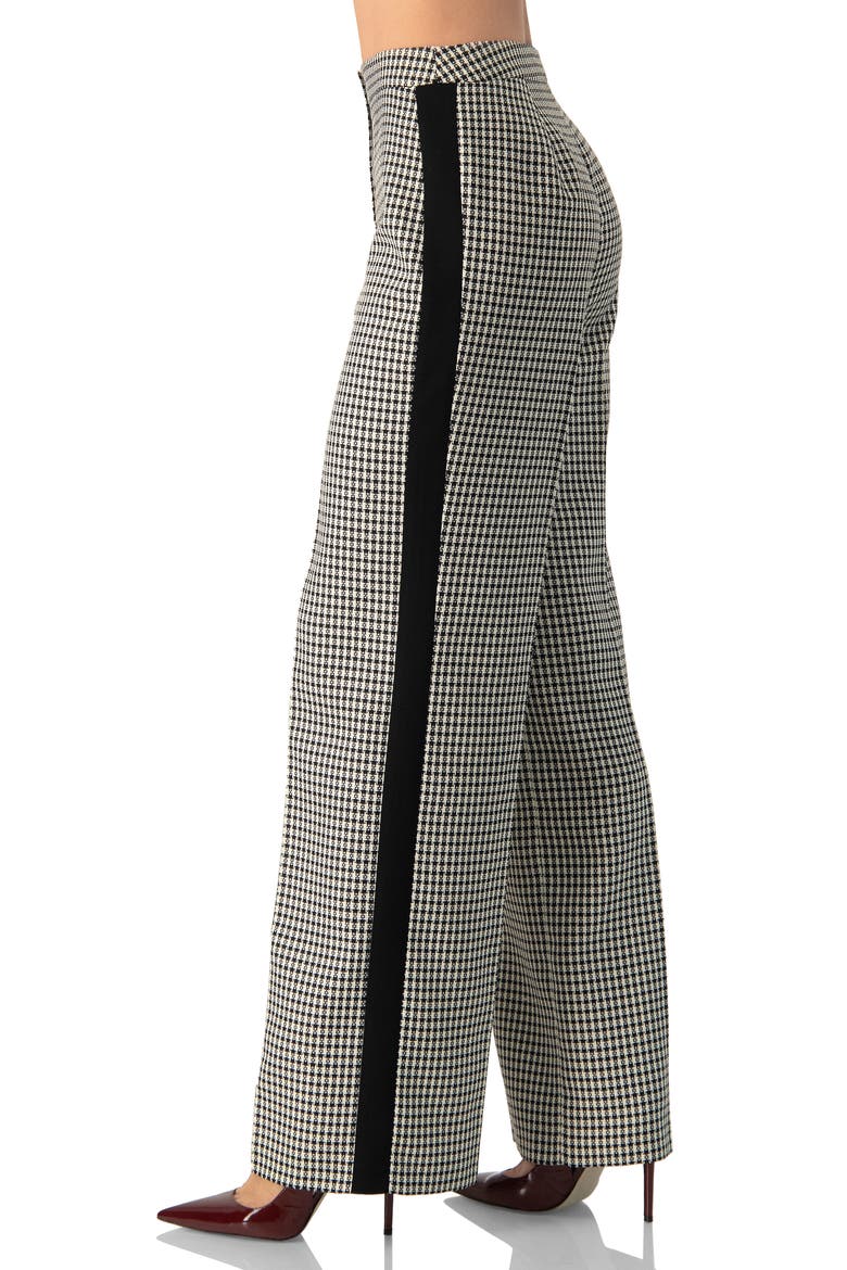 Checkered Wide-Leg Trousers With Side Stripe, Alternate, color, Black