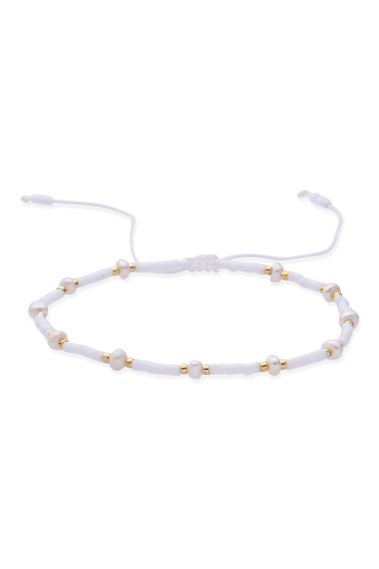 Aojo Set of 5 Beaded Bracelets, Alternate, color, GOLD/ WHITE
