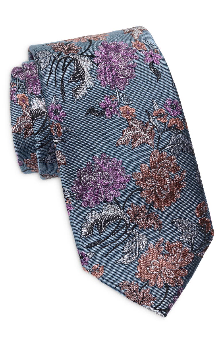 Nordstrom Marmor Floral Jacquard Tie, Main, color, Blue
