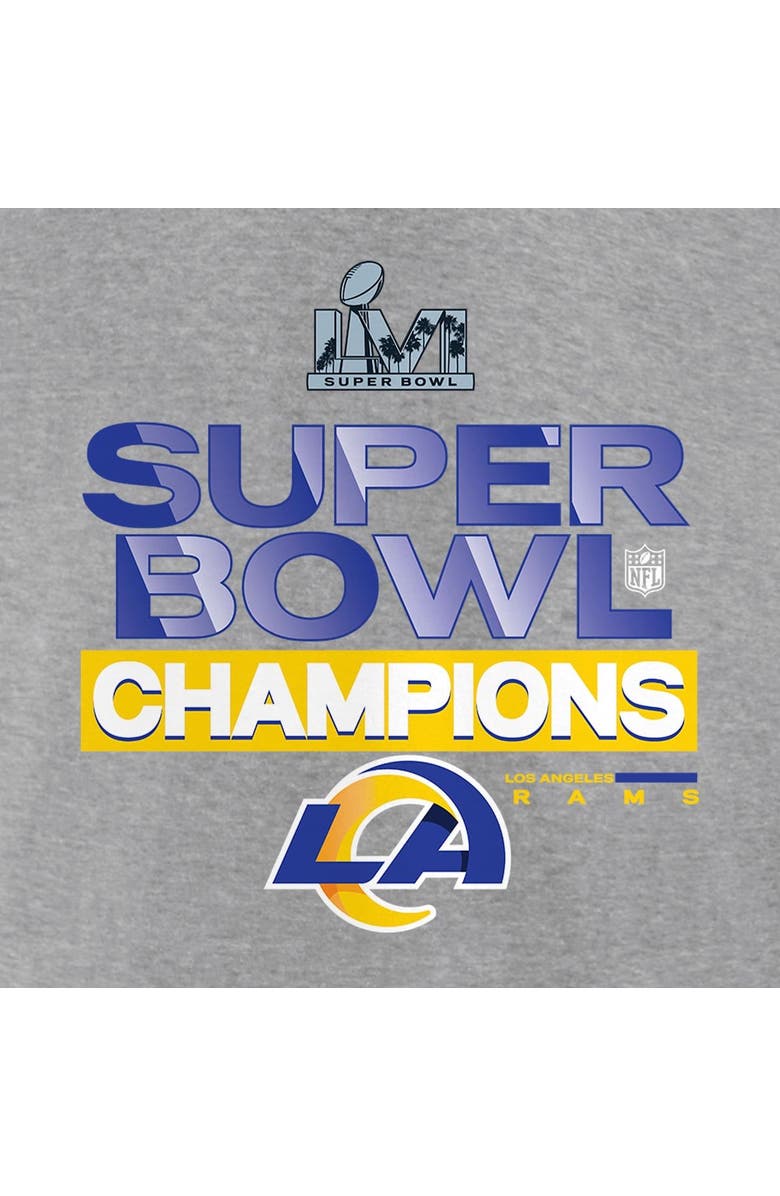 FANATICS Men's Fanatics Branded Heathered Gray Los Angeles Rams Super Bowl LVI Champions Locker Room Trophy Collection Fitted Pullover Hoodie, Alternate, color, 