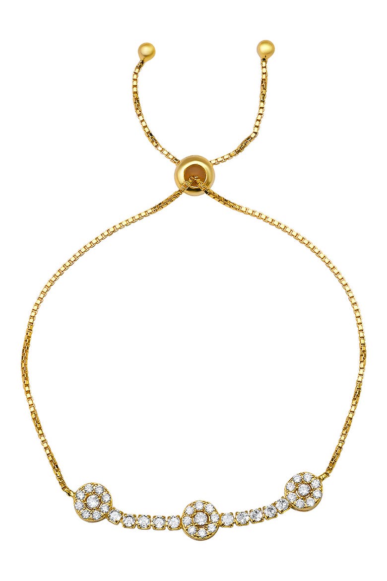 Sterling Silver Pavé Cubic Zirconia Station Slider Bracelet, Main, color, GOLD