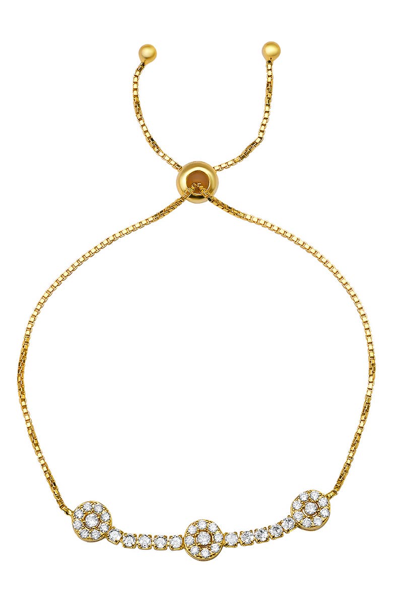 Queen Jewels Sterling Silver Pavé Cubic Zirconia Station Slider Bracelet, Main, color, Gold