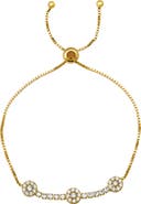 Queen Jewels Sterling Silver Pavé Cubic Zirconia Station Slider Bracelet