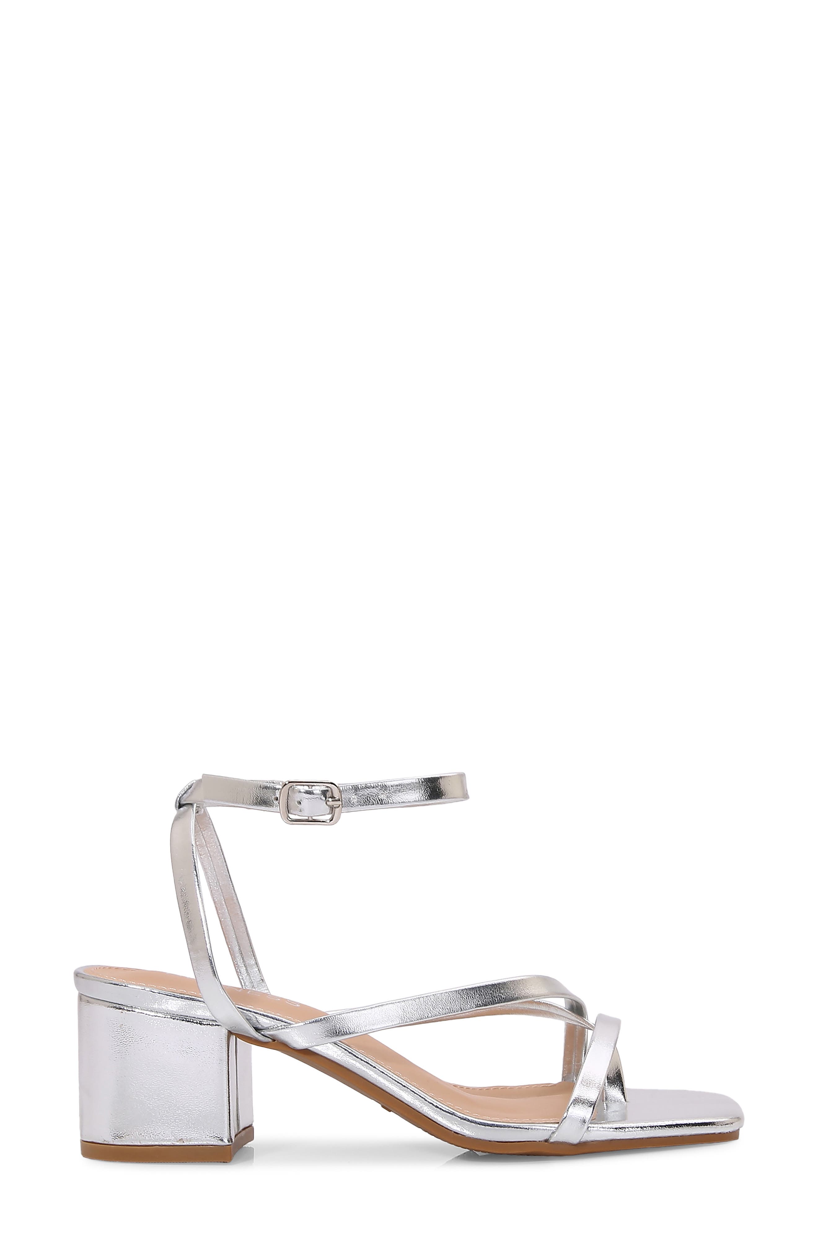 Strappy Block Heel Sandal, Alternate, color, SILVER