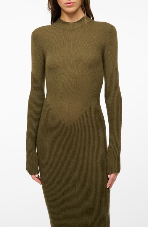 Staud Ramona Long Sleeve Wool Blend Sweater Dress In Sergeant Green