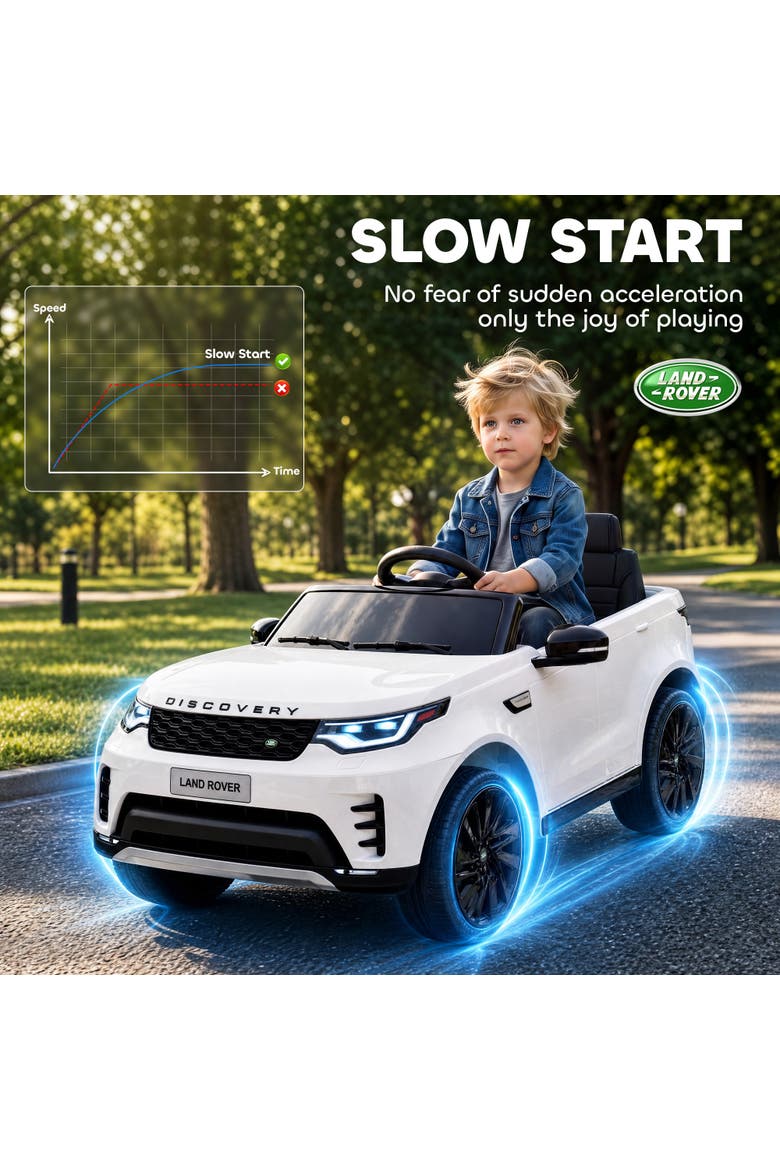 12V Electric Car for Kids, Licensed Land Rover Ride on Car with Parent Remote, Soft Start, 3 Speeds, 4 Wheel, Alternate, color, White