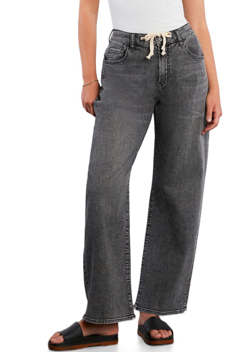 Ronnie Tie Front Barrel Leg Jeans, Main, color, FIELD GREY