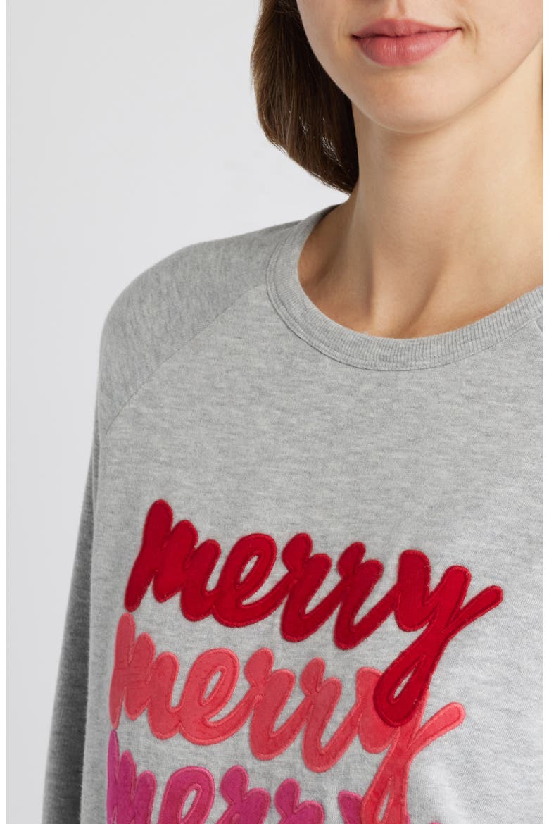 Merry Holiday Appliqué Graphic Sweatshirt, Alternate, color, GREY HEATHER MERRY GRAPHIC
