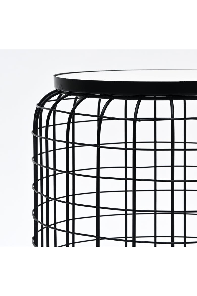 Marble End Table Round Side Table Black Metal Frame Modern Living Room Decor, Alternate, color, Black - 14.5x14.5x16.5"